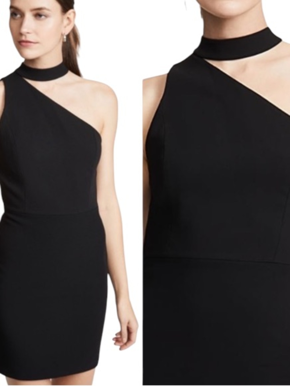 Alice + Olivia Dress Womens 0 Skyla Cut Out Choker Party Goth Event One Shoulder